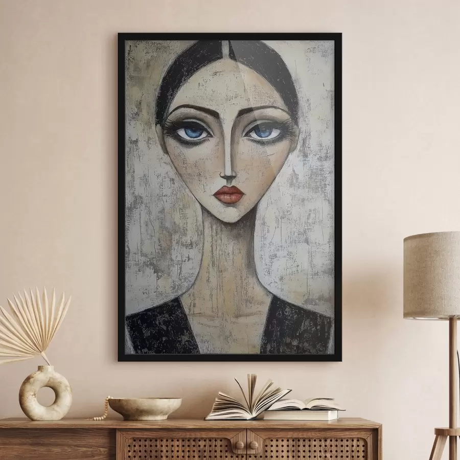 Fototapetes Sievietes portrets ar izteiksmīgām acīm stilizētā tehnikā f41811