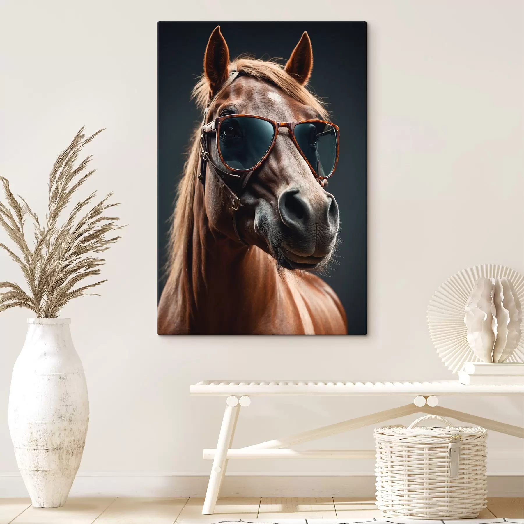 Fototapetes Zirgs ar brillēm s41519