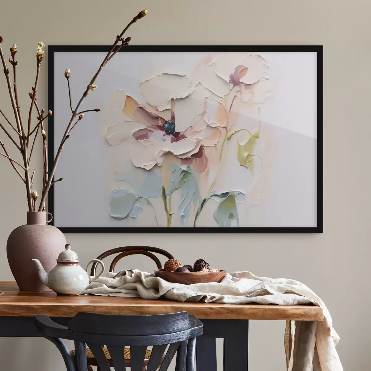 Plakāts Abstraktie ziedi imitācija krāsu insultu ar faktūru uz fona f41850