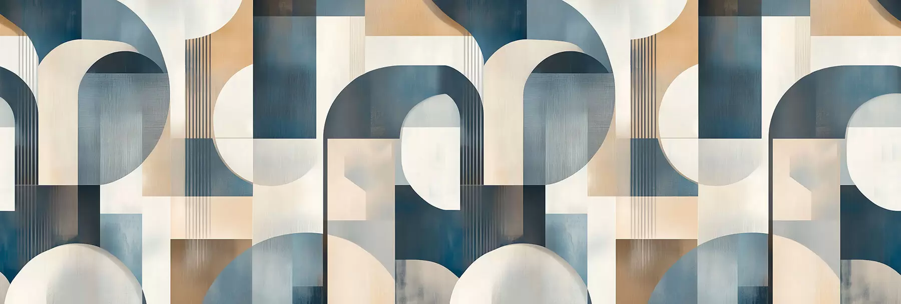 Fototapetes Art Deco tapetes ar ģeometrisku rakstu zilos, bēšos un piena toņos w02346