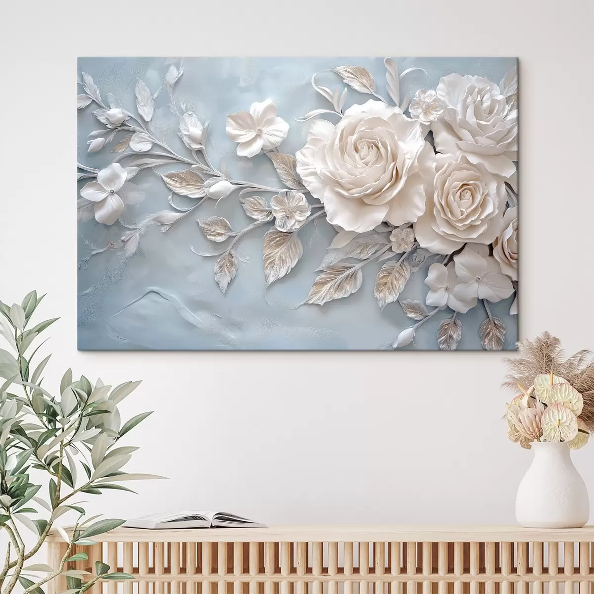 Glezna Neitrālu toņu ziedu kompozīcija s41858