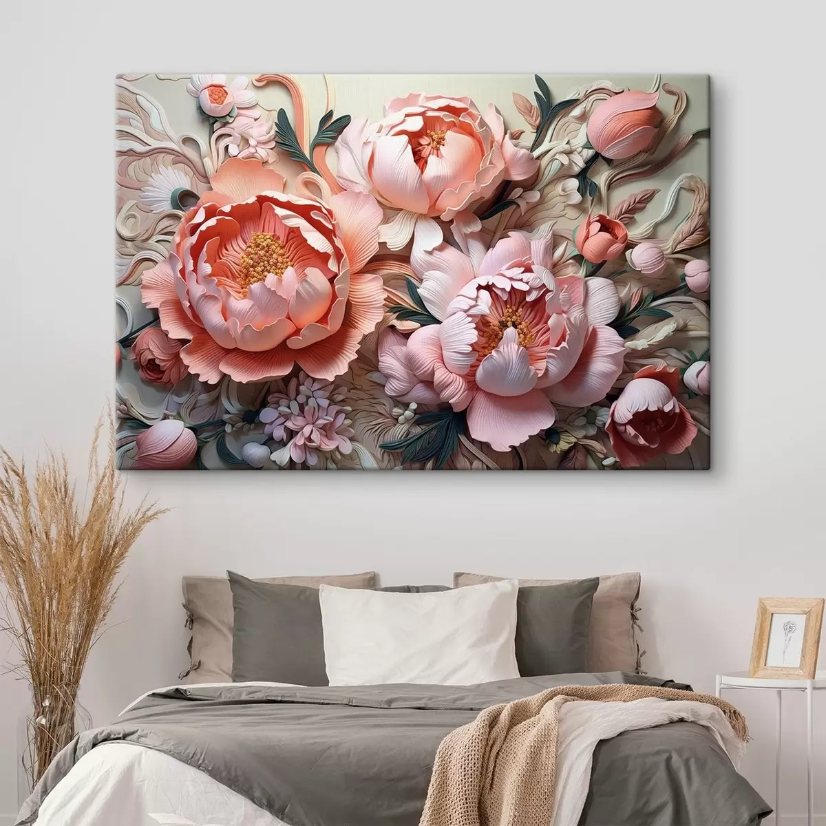 Glezna Sulīgas peonijas rozā toņos s41859