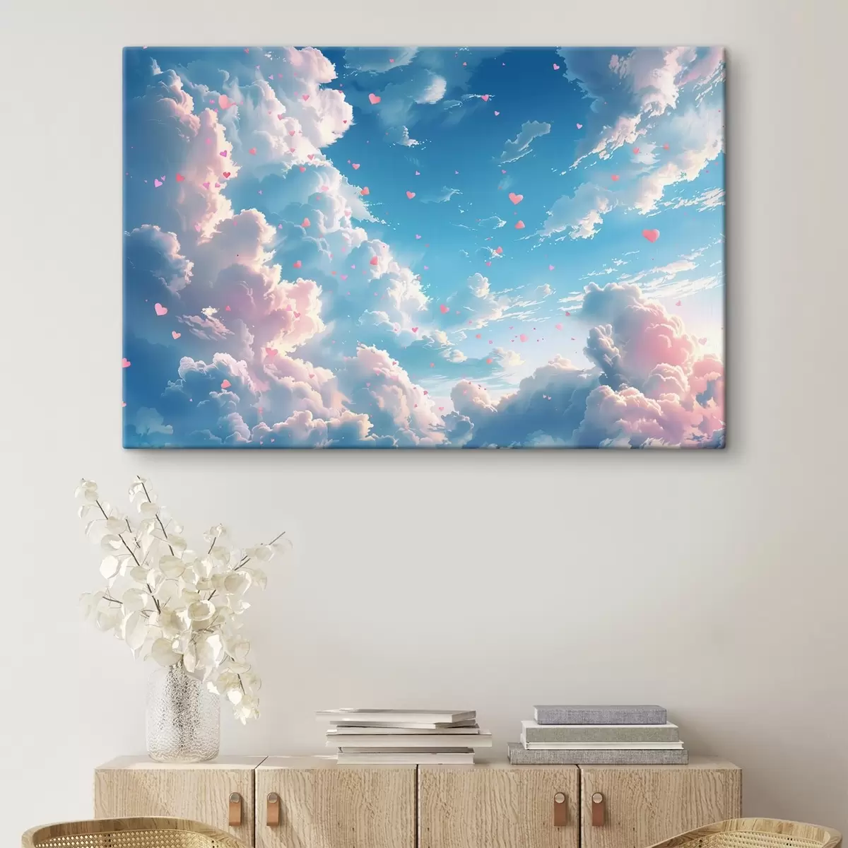 Glezna Zilas debesis ar sirsniņām anime stilā s41864