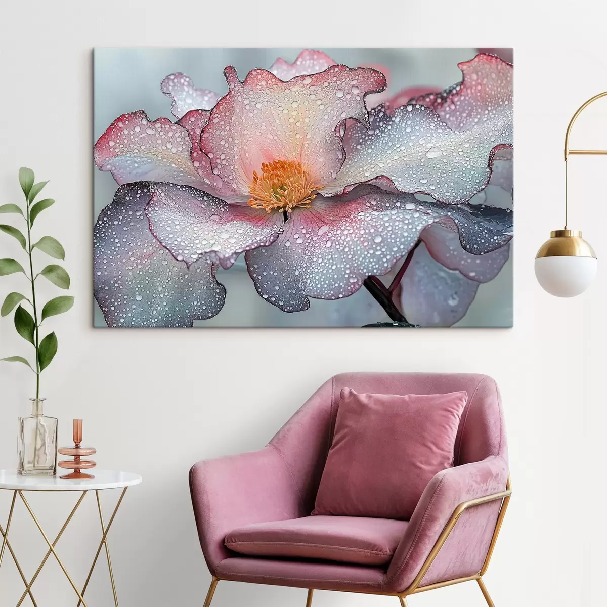 Glezna Zieds ar rasu uz ziedlapiņām s41872