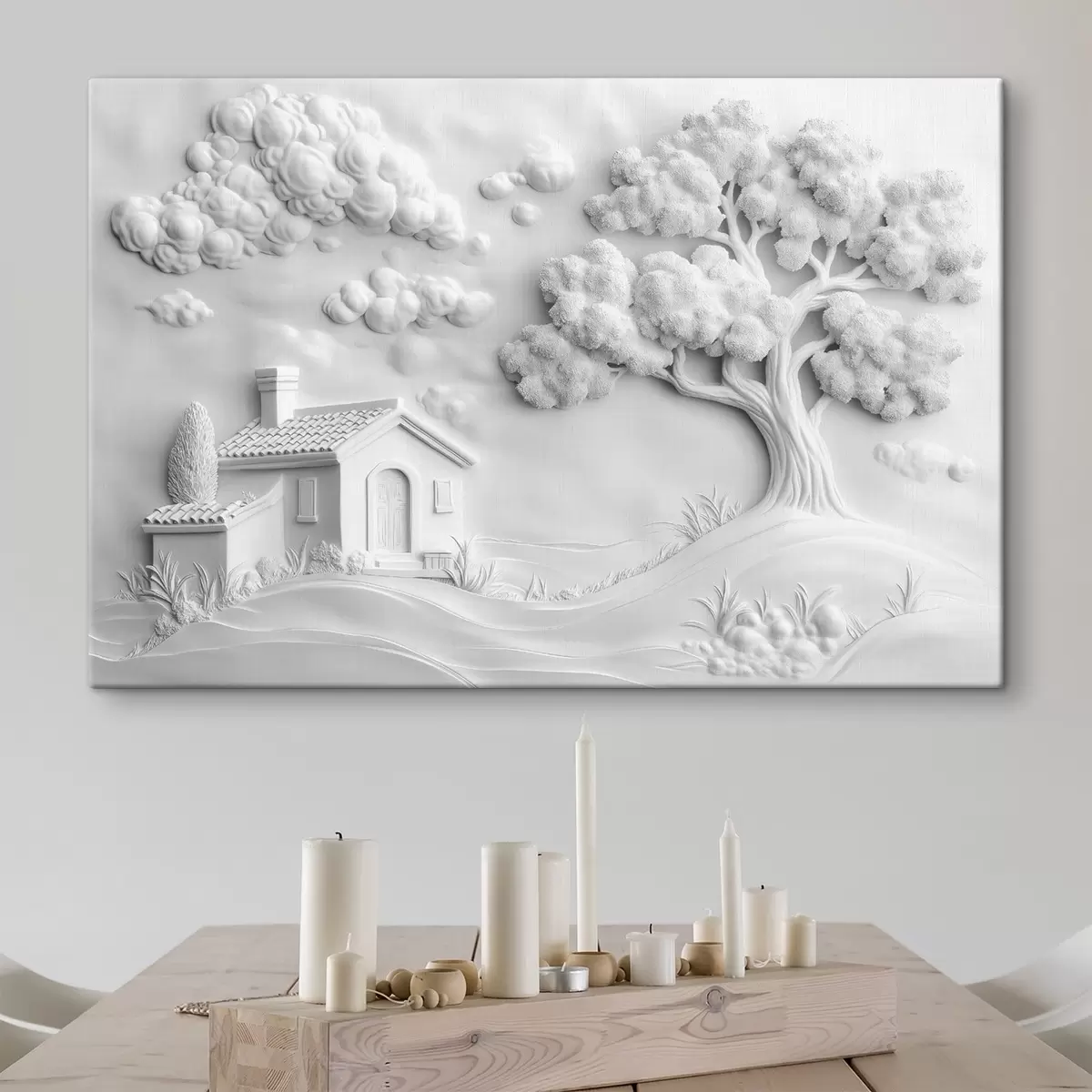 Glezna ciemata mājiņas apmetuma 3D imitācija s41878