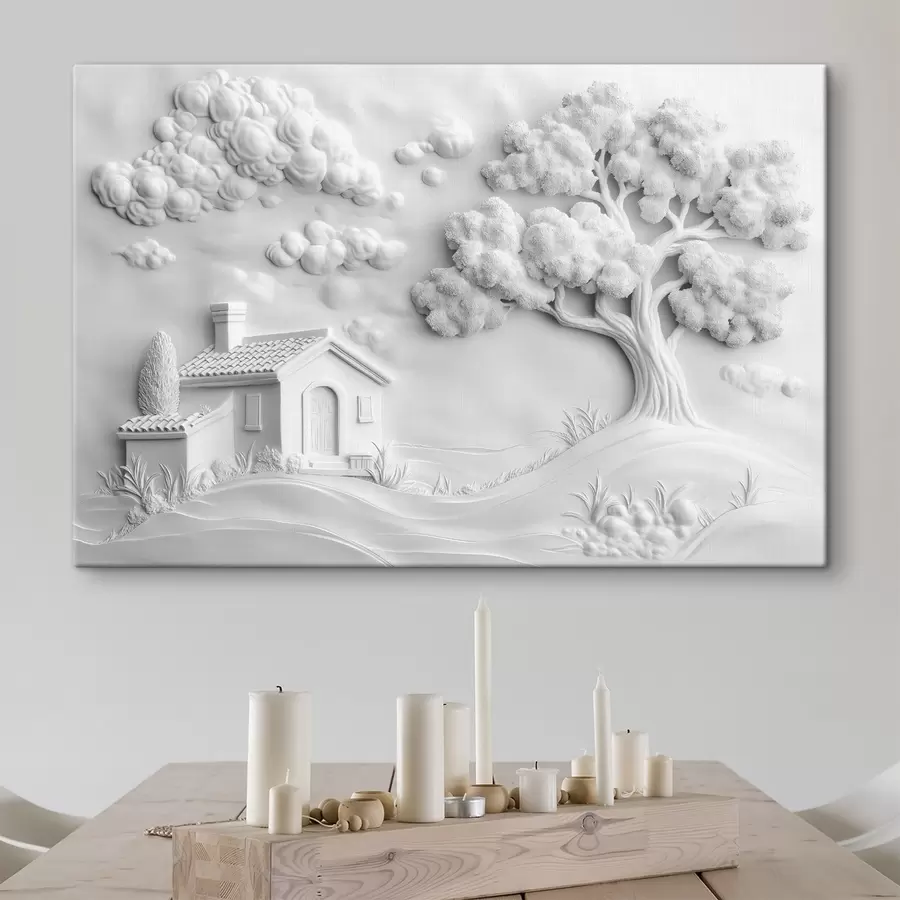 Glezna ciemata mājiņas apmetuma 3D imitācija s41878