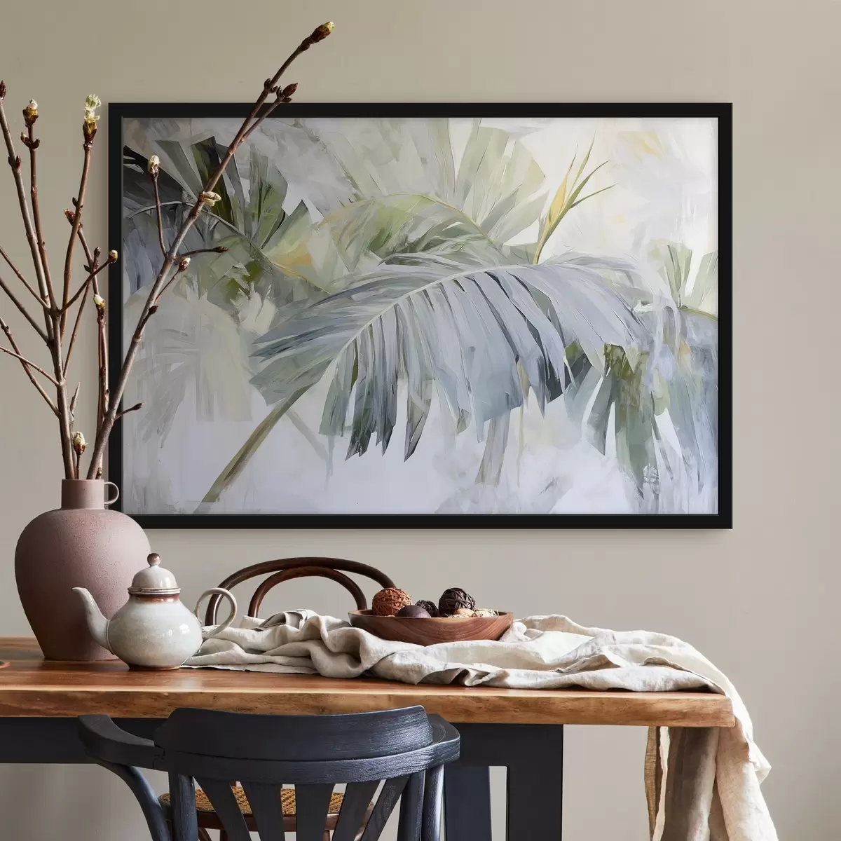 Plakāts Lielas tropu lapas glezniecības stilā f41866