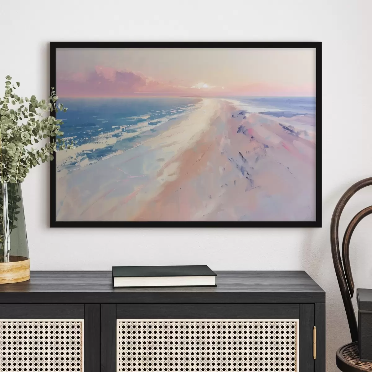 Plakāts Saulriets virs jūras glezniecības stilā f41871