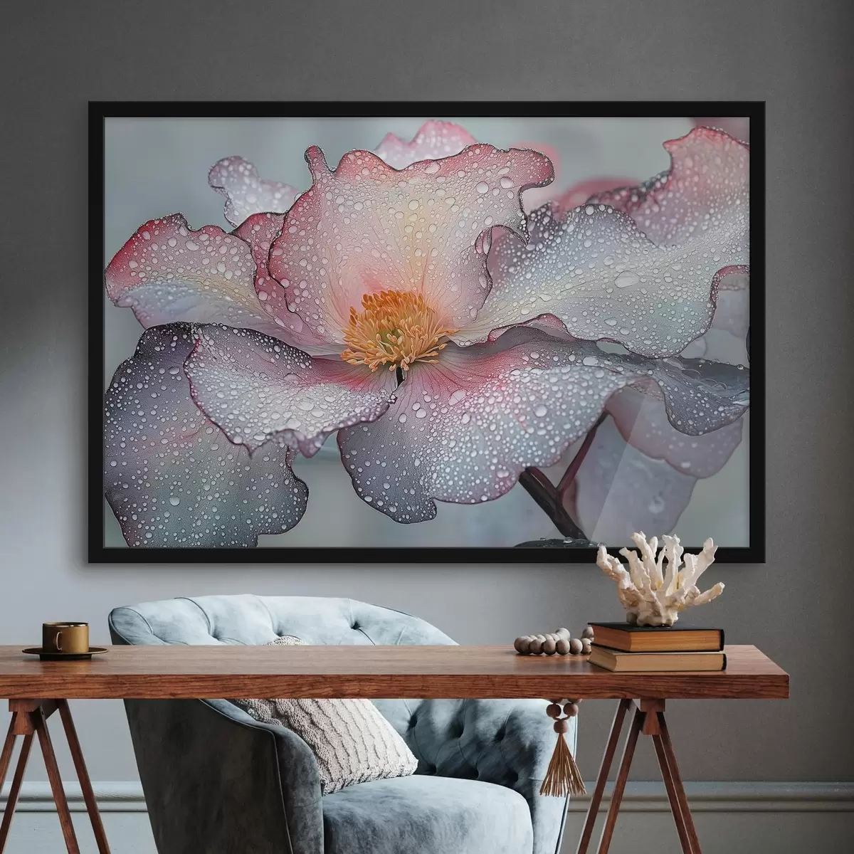 Plakāts Zieds ar rasu uz ziedlapiņām f41872