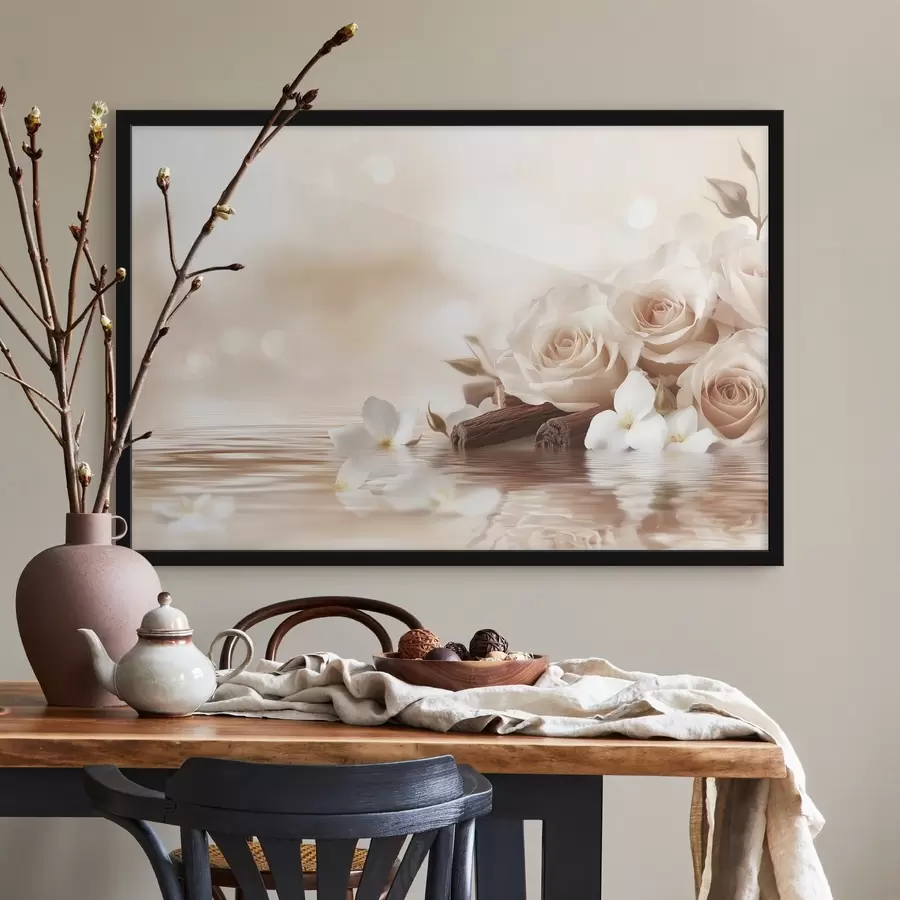 Fototapetes Delikātas smilškrāsas rozes jūras krastā f41877