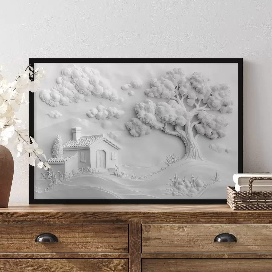 Fototapetes ciemata mājiņas apmetuma 3D imitācija f41878