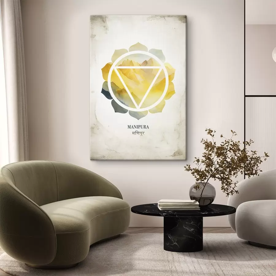 Glezna Manipura čakra, dzeltenā čakra, ezotērika, meditācija, budisms, akvareļu stila kalni s41882