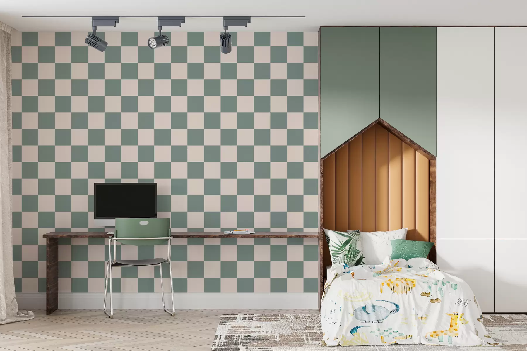 Fototapetes Ģeometriskas tapetes zaļā krāsā w01922v2