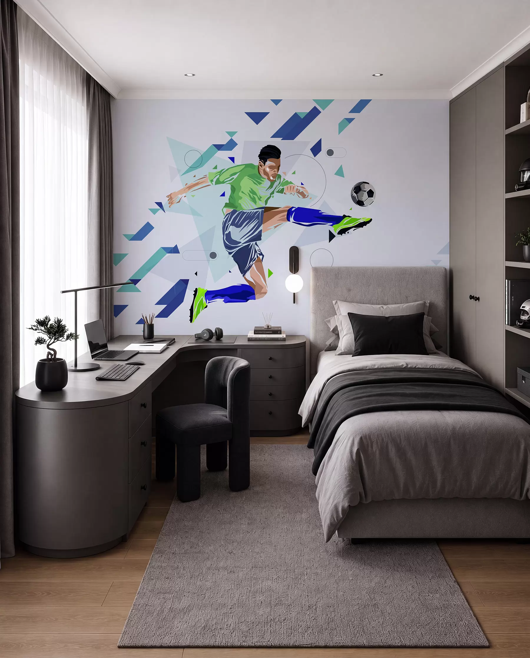 Fototapetes Futbola sitiens lidojumā w02401