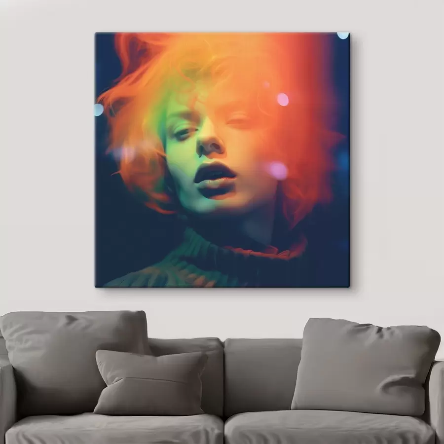 Glezna Spilgts krāsains portrets uz tumša fona s41942