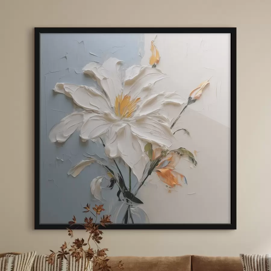 Fototapetes Baltās lilijas abstraktās imitācijas otas triepieni f41939