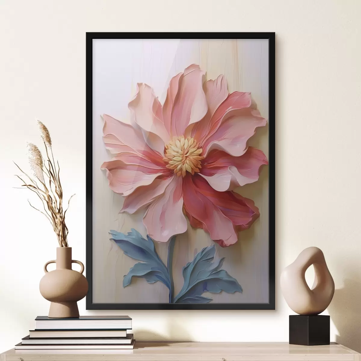 Plakāts Rozā ziedu imitācijas krāsu triepieni f41941