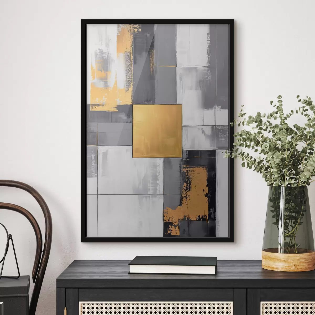 Plakāts Abstrakcija ar kvadrātu centrā f41846