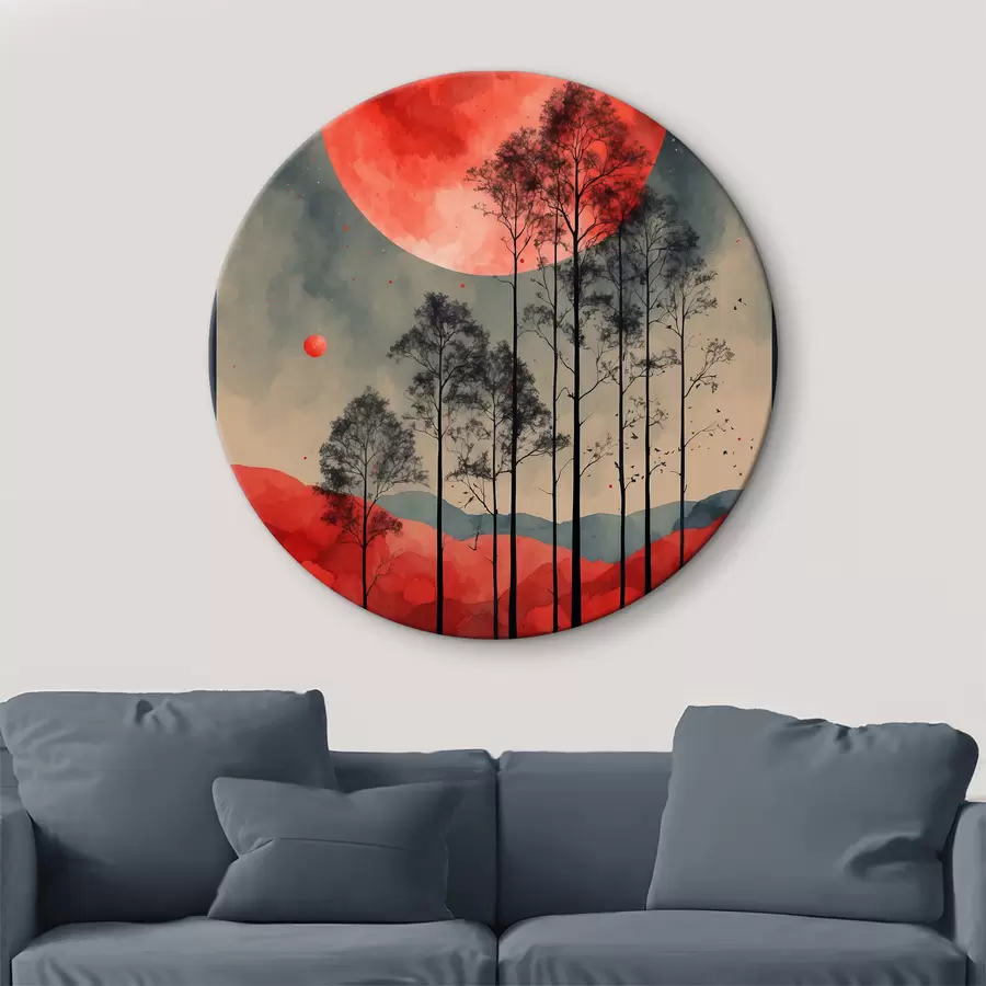 Fototapetes Asiņains pilnmēness virs meža r38862