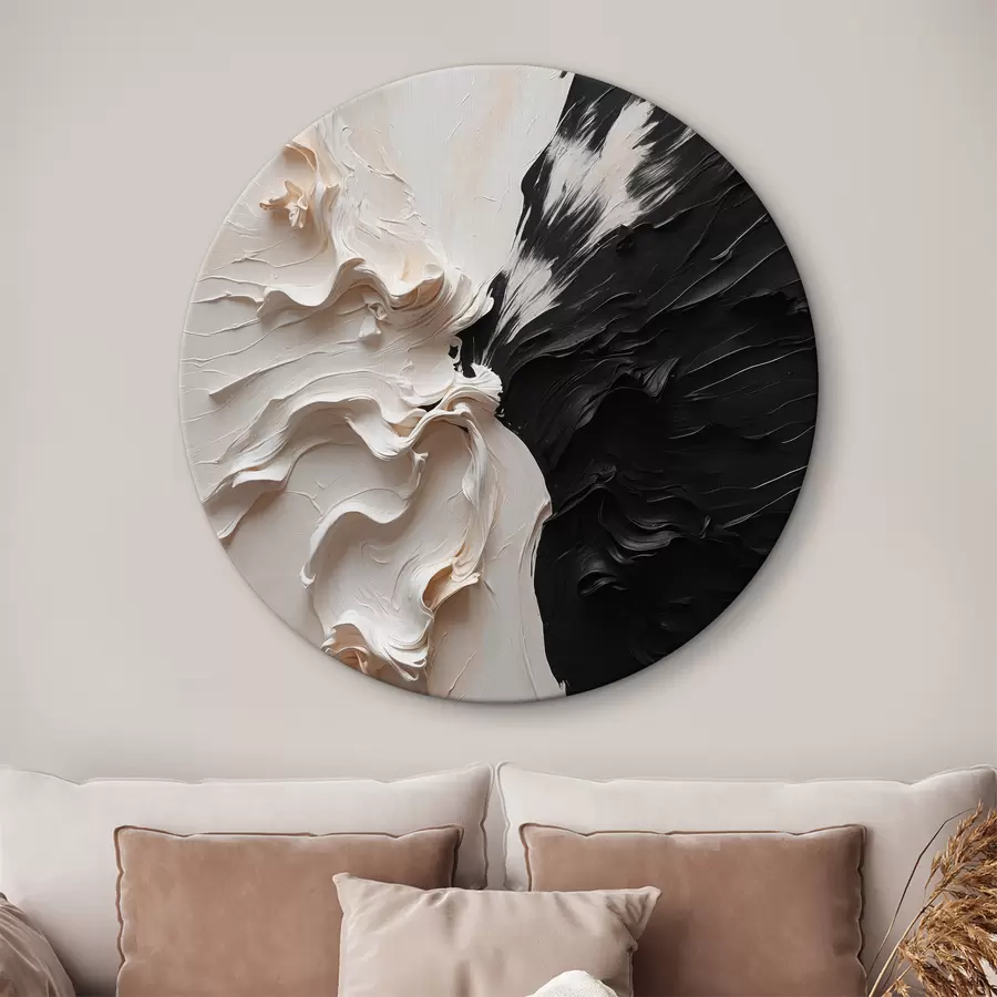 Glezna Abstrakta eļļas glezna baltā un melnā krāsā r38300