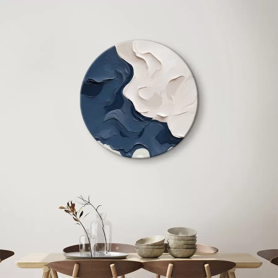 Glezna Abstrakcija ar balto un zilo eļļas krāsām r40058