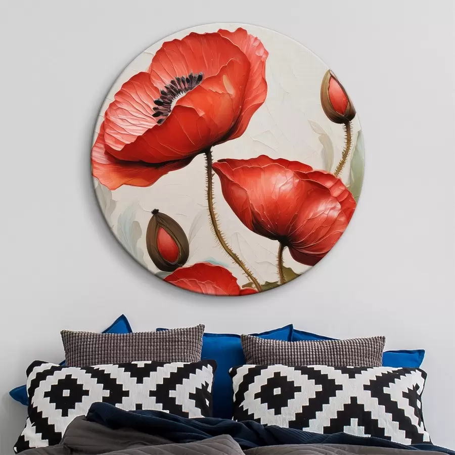 Glezna Skaistas sarkanas magones ar eļļas krāsām r38734