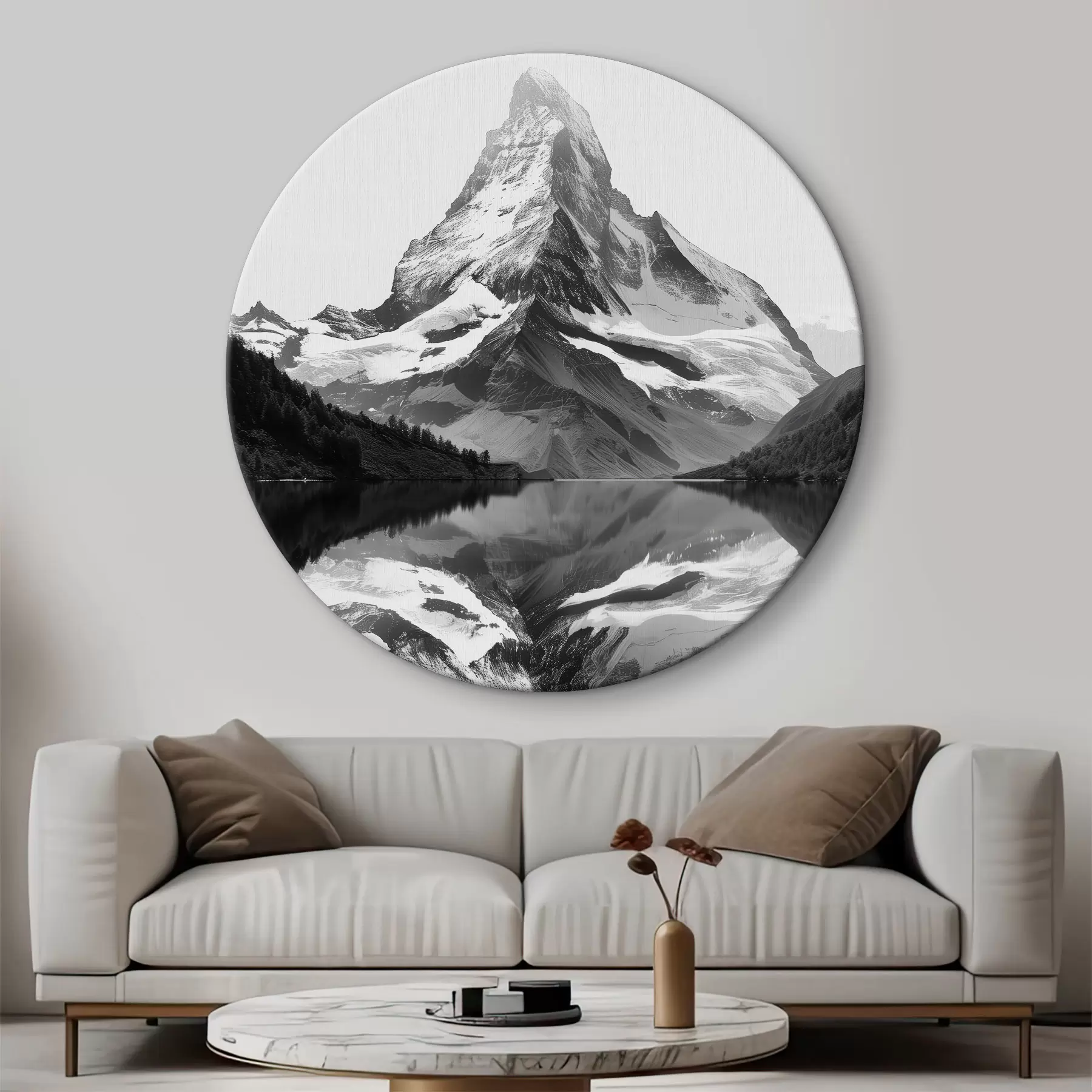 Glezna Melnbalts kalna attēls minimālisma stilā r39638