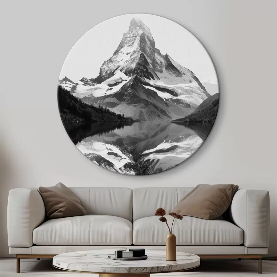 Glezna Melnbalts kalna attēls minimālisma stilā r39638