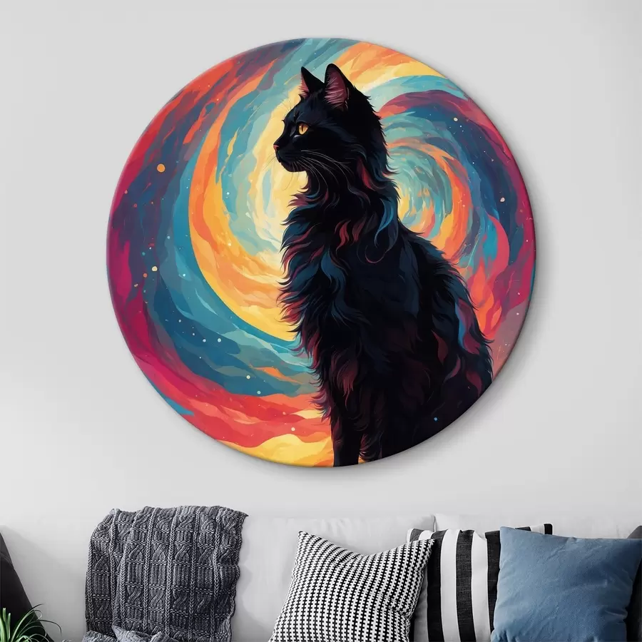 Glezna Melns kaķis uz kosmosa fona r39370
