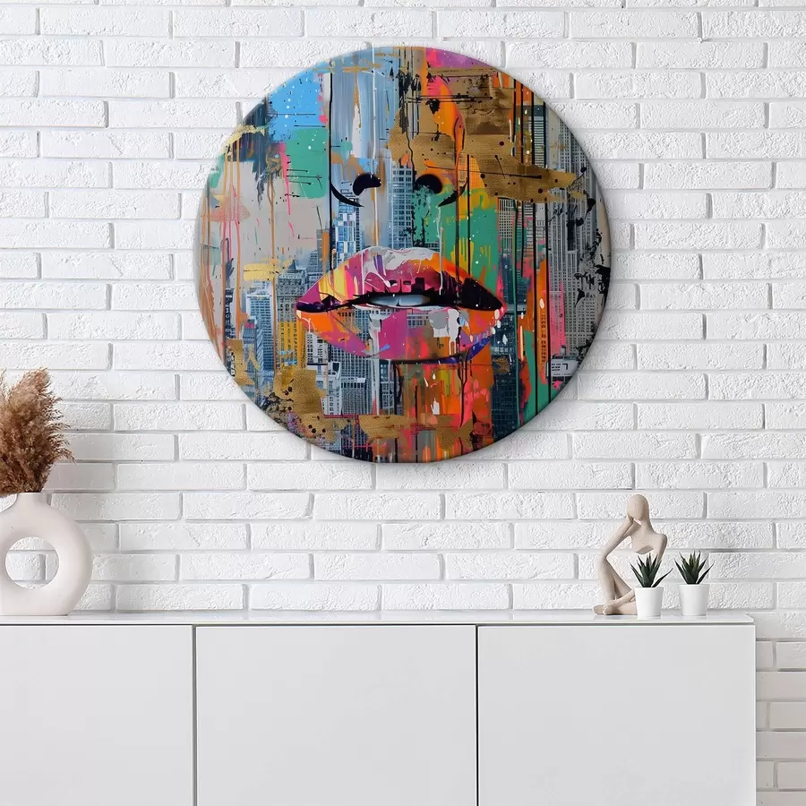 Glezna Zilas acis un skats uz pilsētu r39800