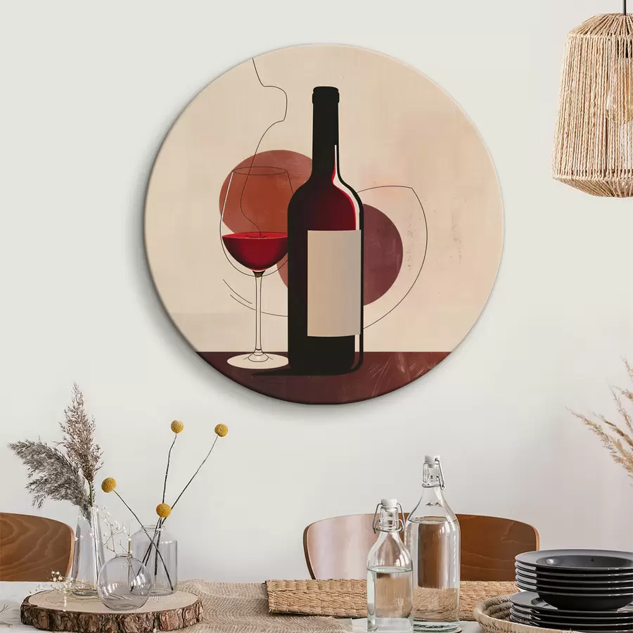 Glezna Vīna pudele un glāze ar vīnu r40191