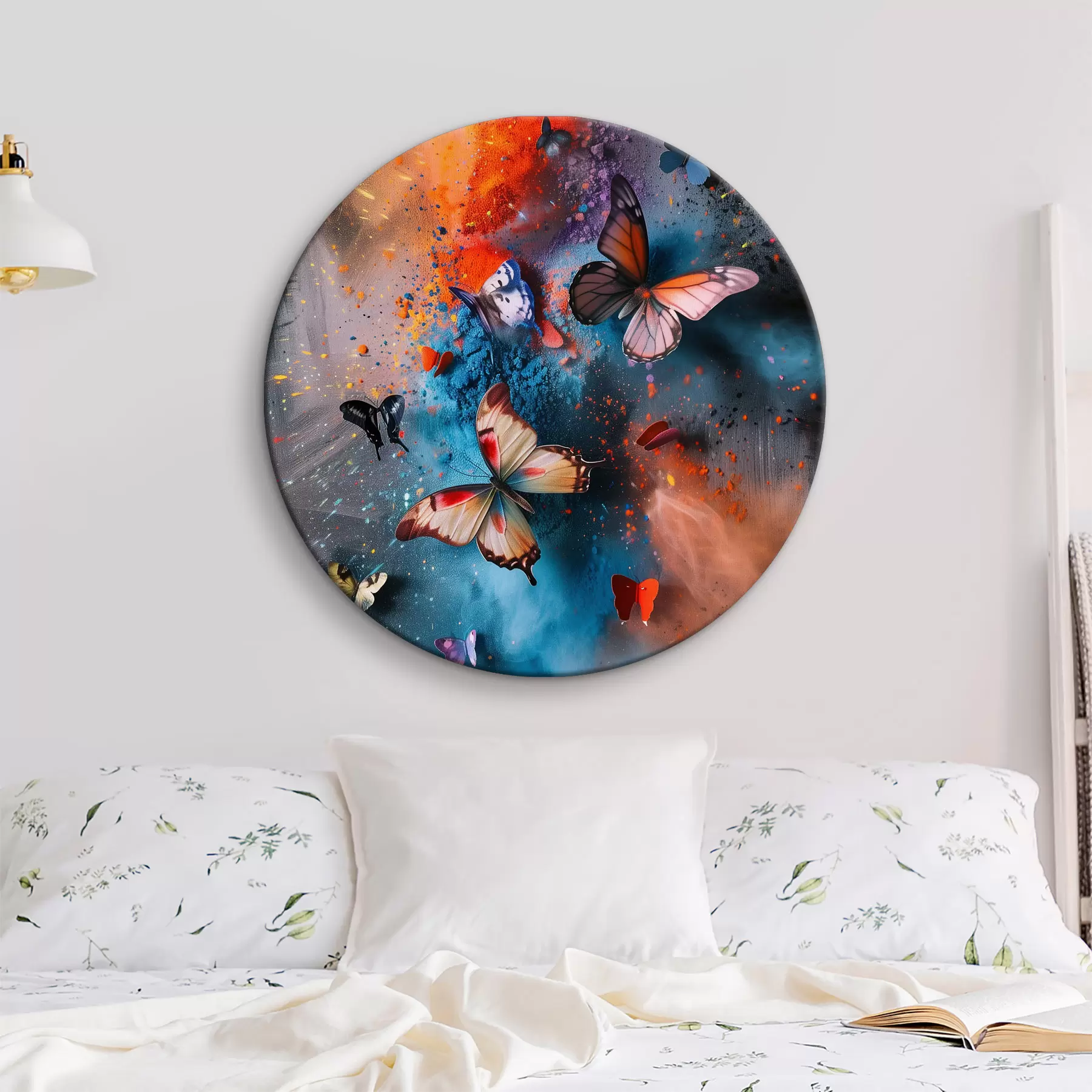 Glezna Tauriņi uz krāsas šļakatu fona r39803