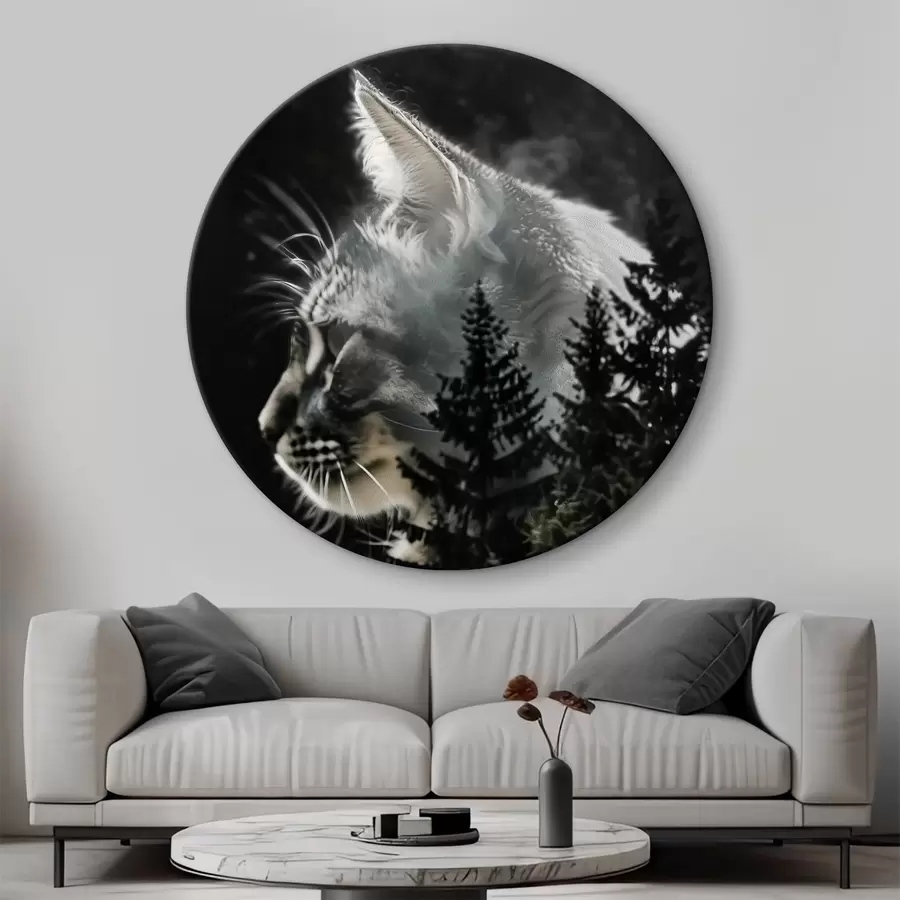 Glezna Kaķis ar Ziemassvētku eglītēm r39028