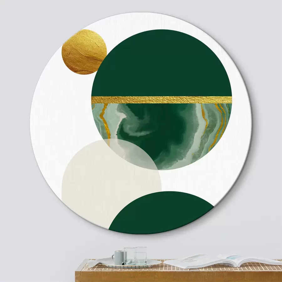 Glezna Smaragda līdzsvars: Ģeometrisks dizains ar dabīgiem toņiem r35985