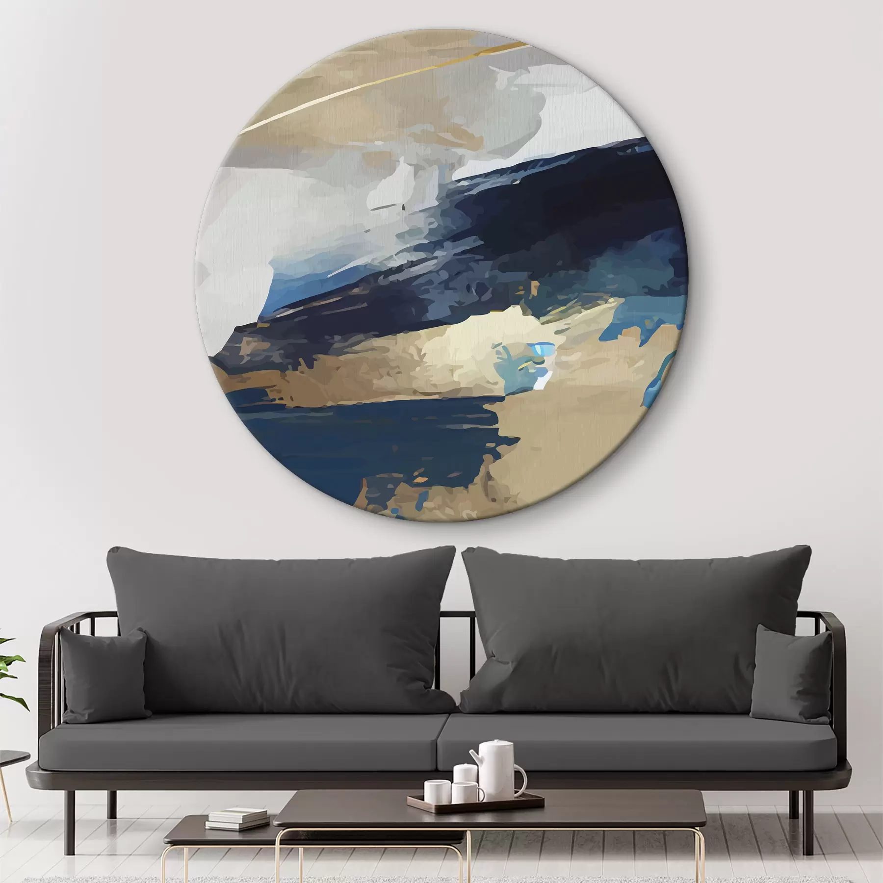 Glezna Ekspresīva pelēka un zila abstrakcija r36621