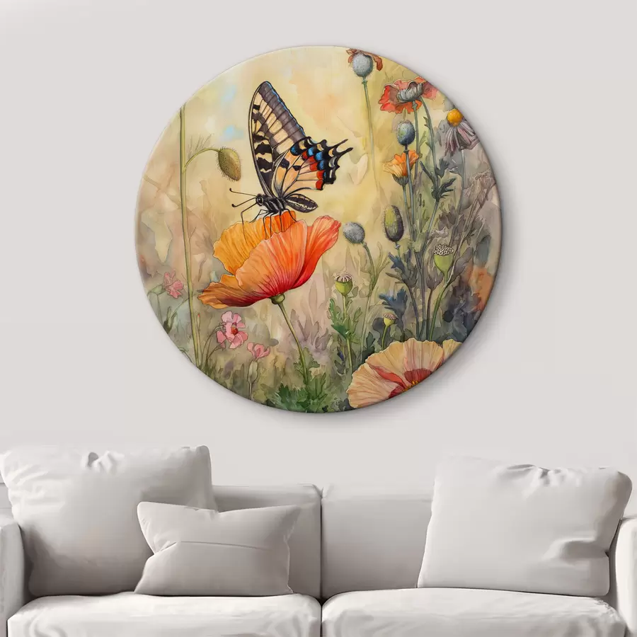 Fototapetes Magoņu un tauriņu lauks r38520