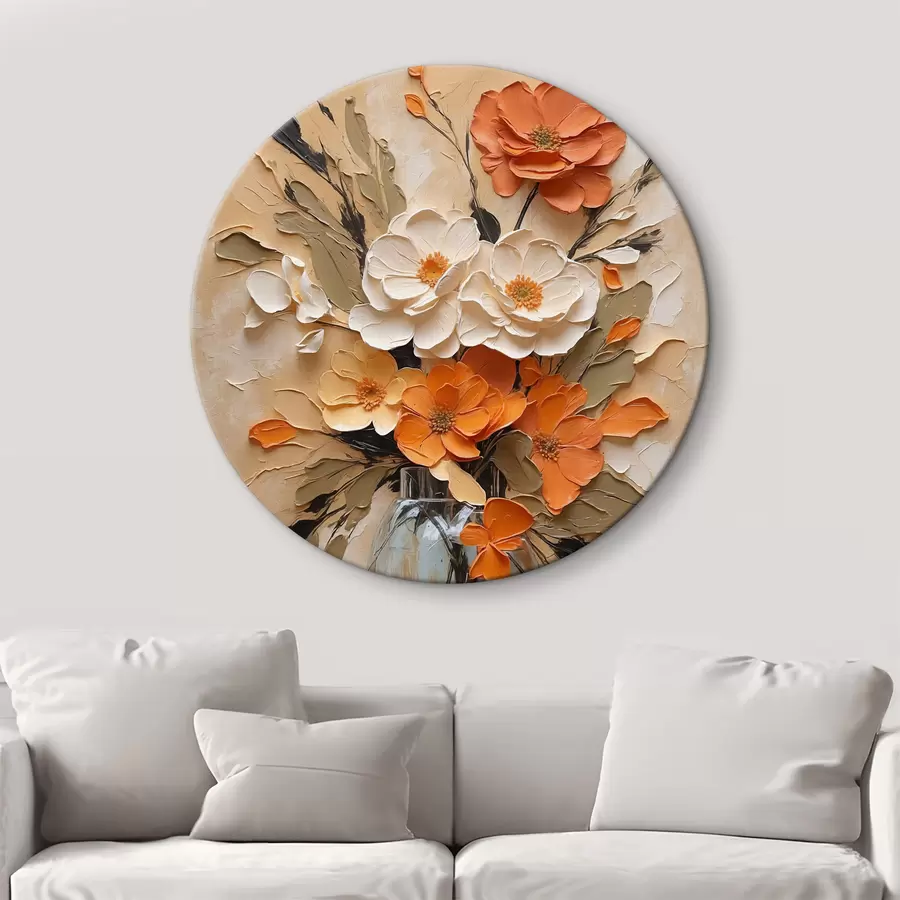 Glezna Ziedi vāzē eļļā uz bēša fona r38673