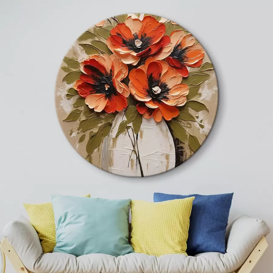 Glezna Ziedi baltā vāzē uz rozā fona r38176