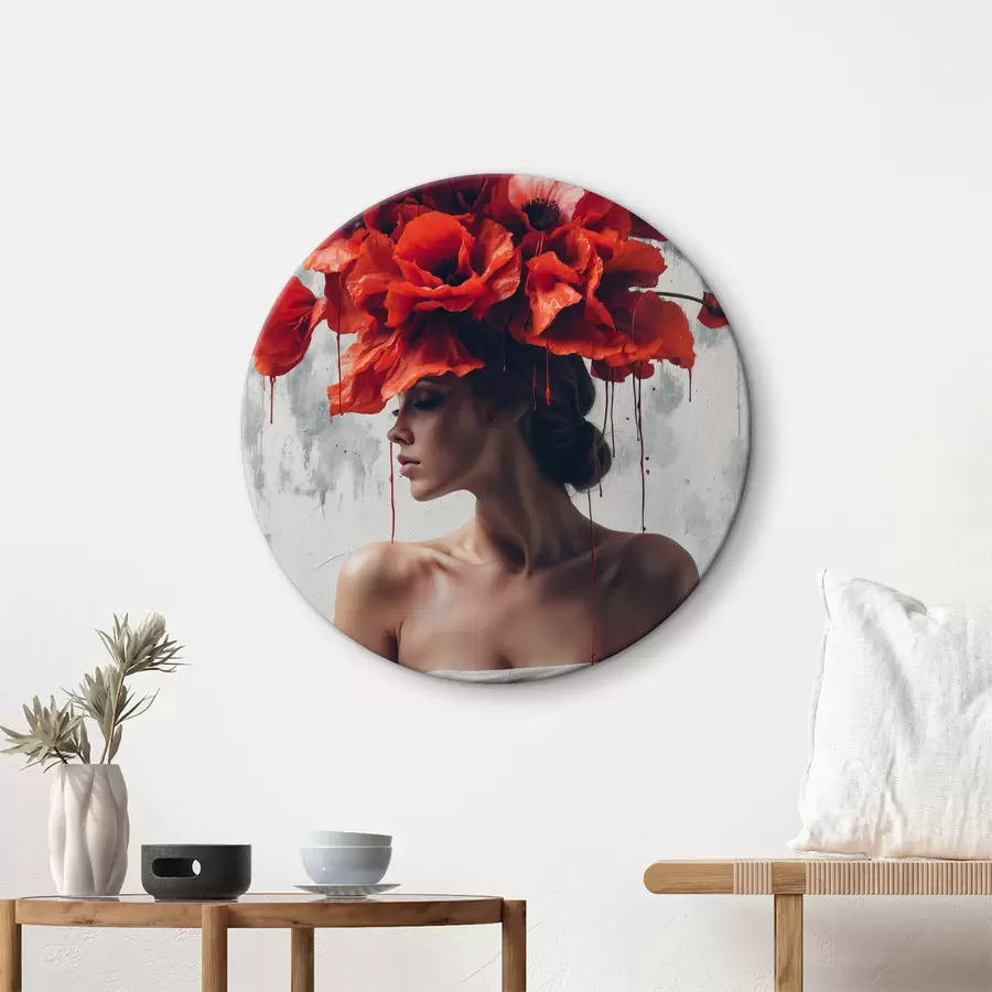 Glezna Meitene ar magonēm galvā r40338