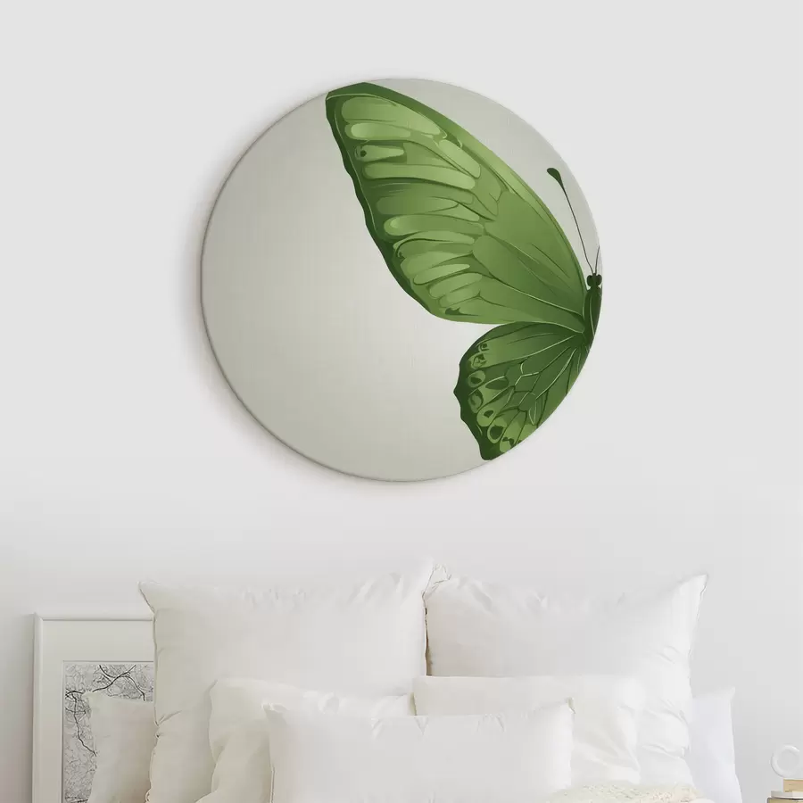 Glezna Zaļa tauriņa kreisais spārns uz balta fona r40062