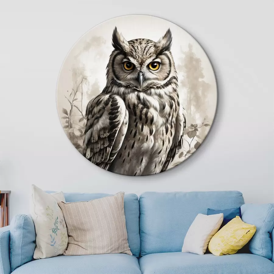 Glezna Pūce uz melnbalta fona r38118