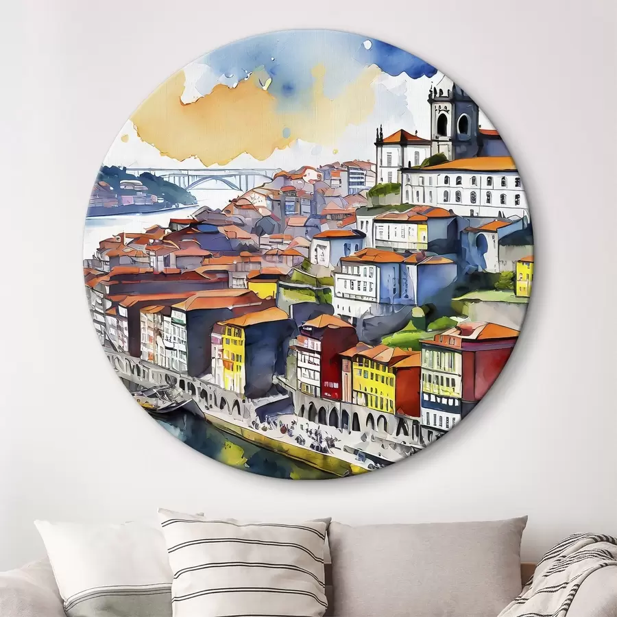 Fototapetes Porto pilsētas akvarelis, Portugāle, arhitektūras zīmējums r36680