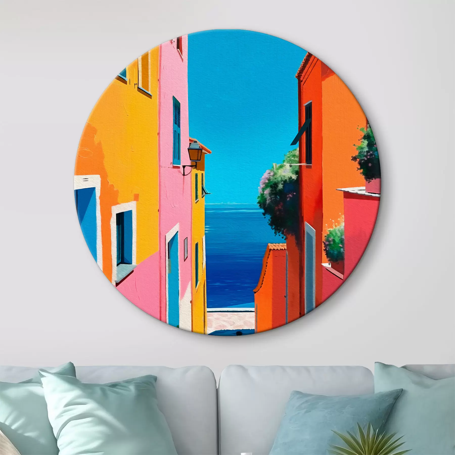 Glezna Skats uz jūru un gaiša iela r39582