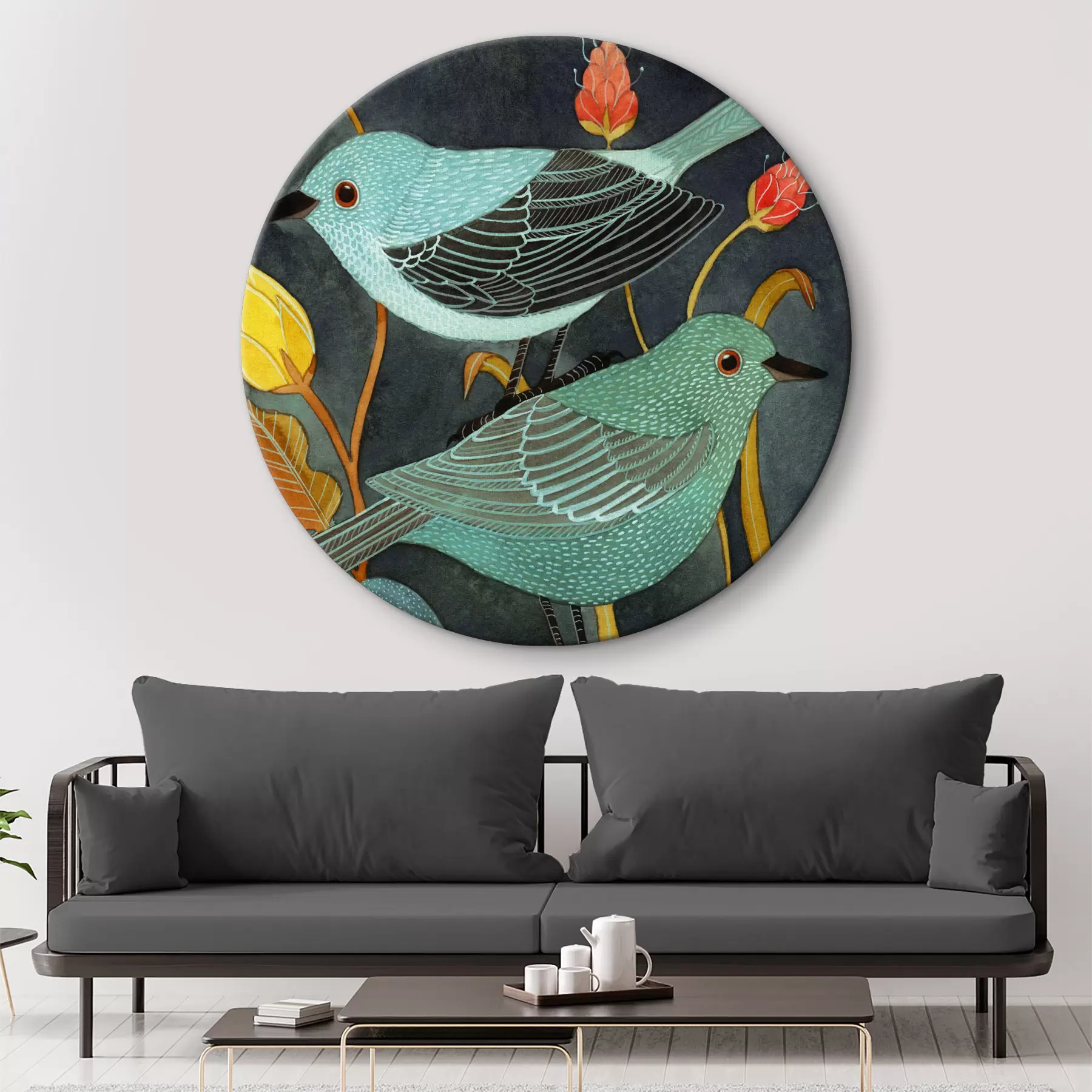 Glezna Trīs putni skatās apkārt r03061