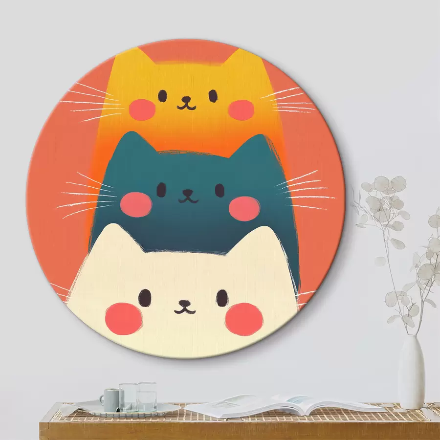 Glezna Trīs daudzkrāsaini abstrakti kaķi r40431