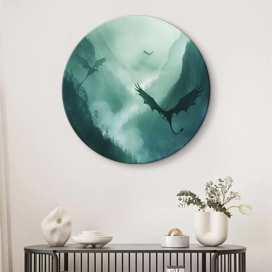 Glezna Divi pūķi, zaļi r40011