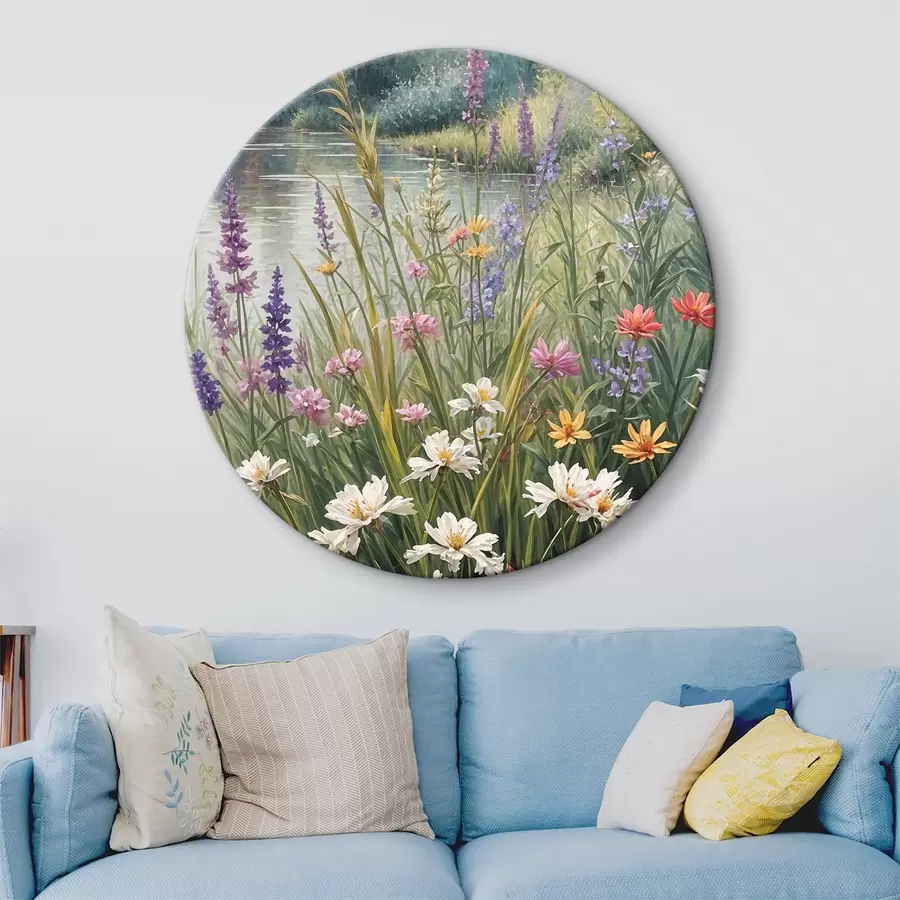 Glezna Savvaļas puķes un garās zāles. Kopējā aina attēlo dinamisku, dabisku ainavu r38829