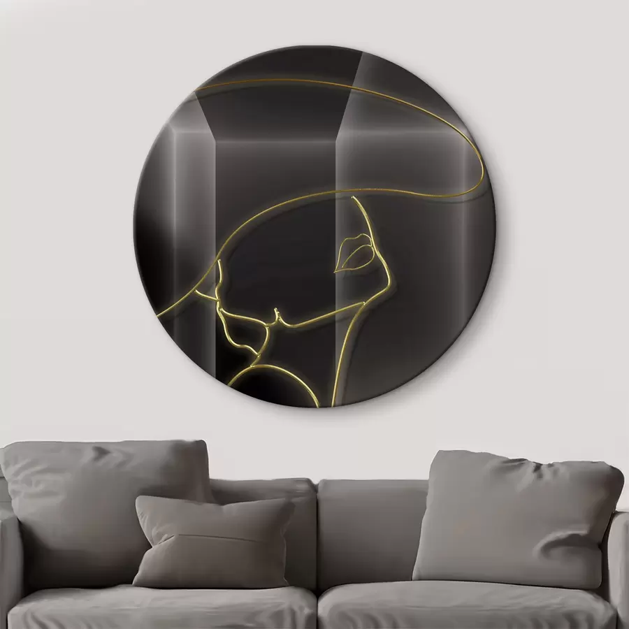 Glezna Sieviete cepurē uz mēness fona r01416