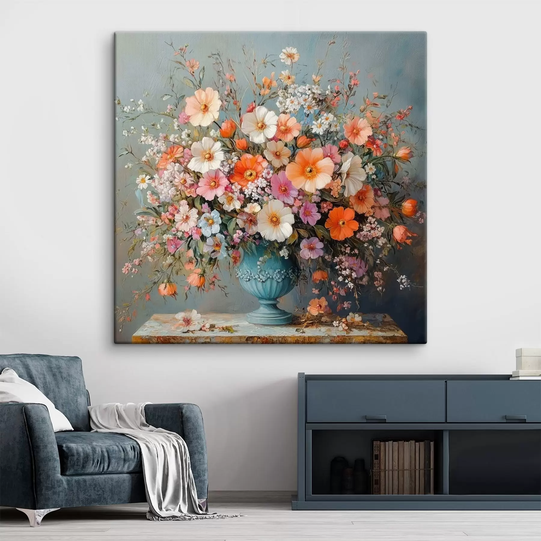 Glezna spilgti savvaļas ziedi vāzē s42022