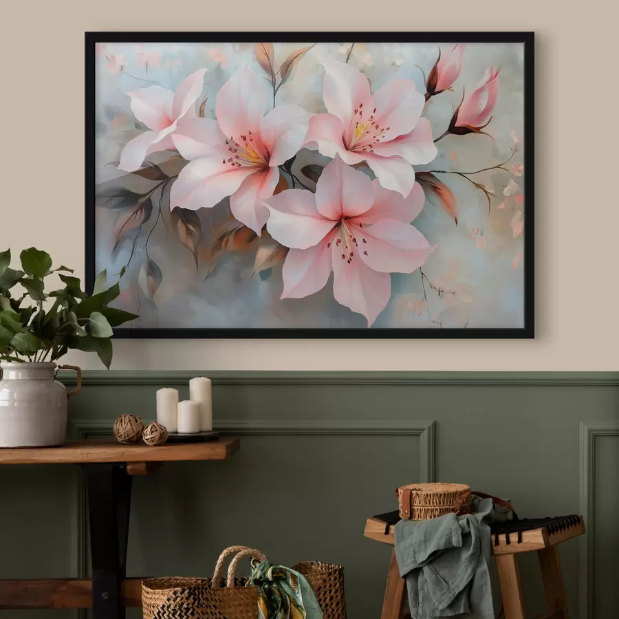 Fototapetes maigi rozā ziedi f42010